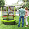 55 Inch Kids Recreational Trampoline Toddler Heavy Duty Frame Round Bouncing Jumping Mat with Enclosure Net Safety Pad