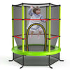 55 Inch Kids Recreational Trampoline Toddler Heavy Duty Frame Round Bouncing Jumping Mat with Enclosure Net Safety Pad